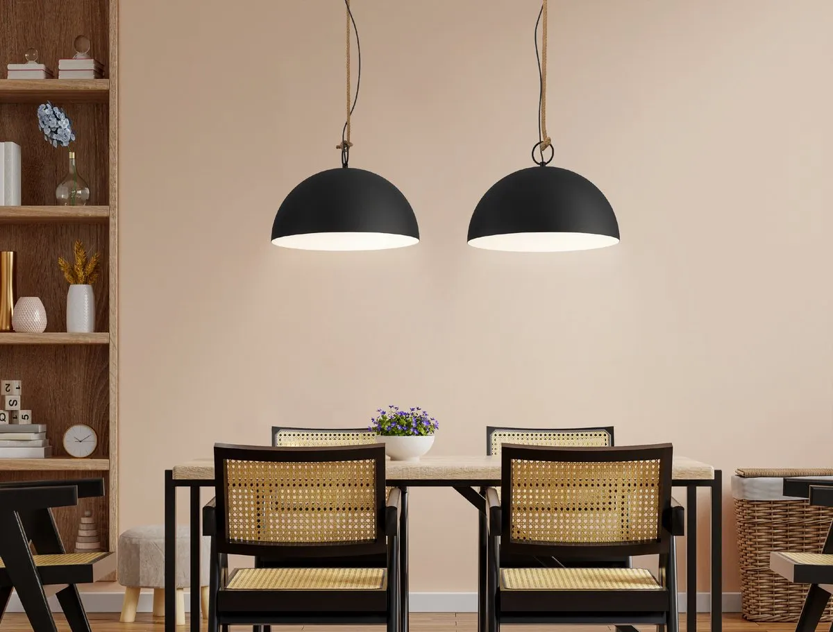 Eglo Hodsoll Hanglamp E27 - 125cm - Zwart/Bruin - afbeelding 6 van 6