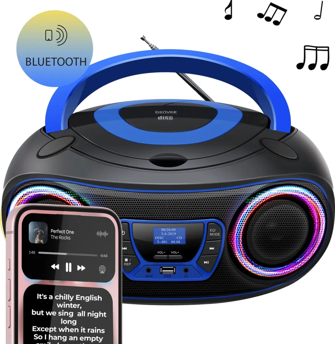 Denver DAB+ Radio CD Speler TDB212BLUE - 36W - Blauw