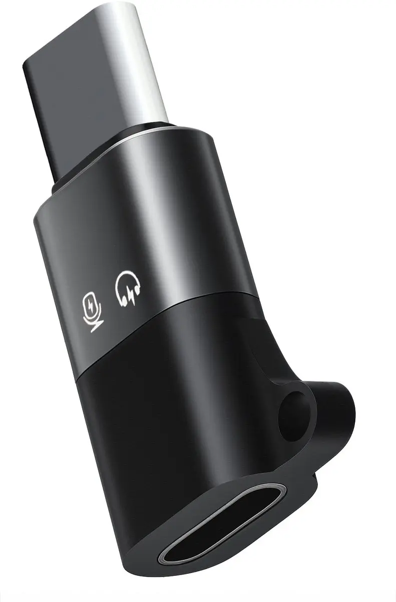 MOJOGEAR Mg-P18 Lightning naar USB-C OTG Adapter - Audio & Microfoon - Zwart