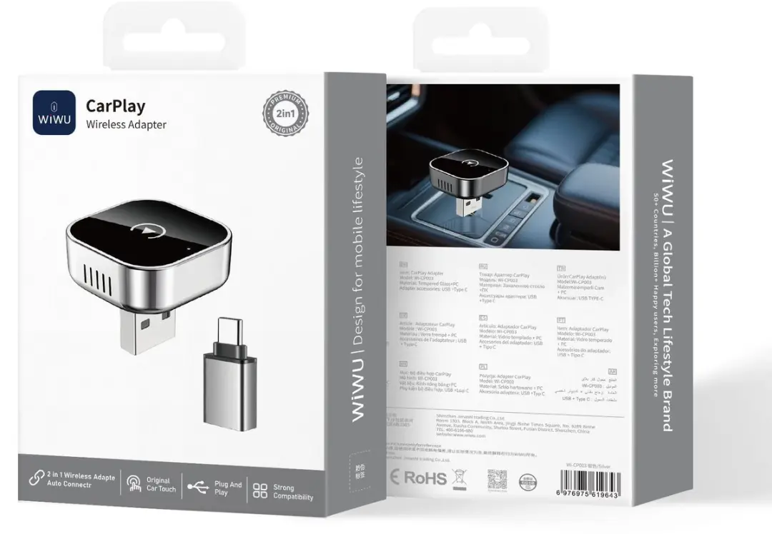WiWu Wireless CarPlay Adapter - Zilver