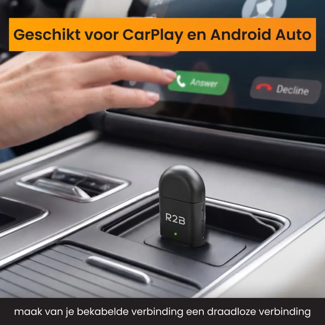 R2B Carplay Dongle - Draadloze Adapter USB-A/USB-C