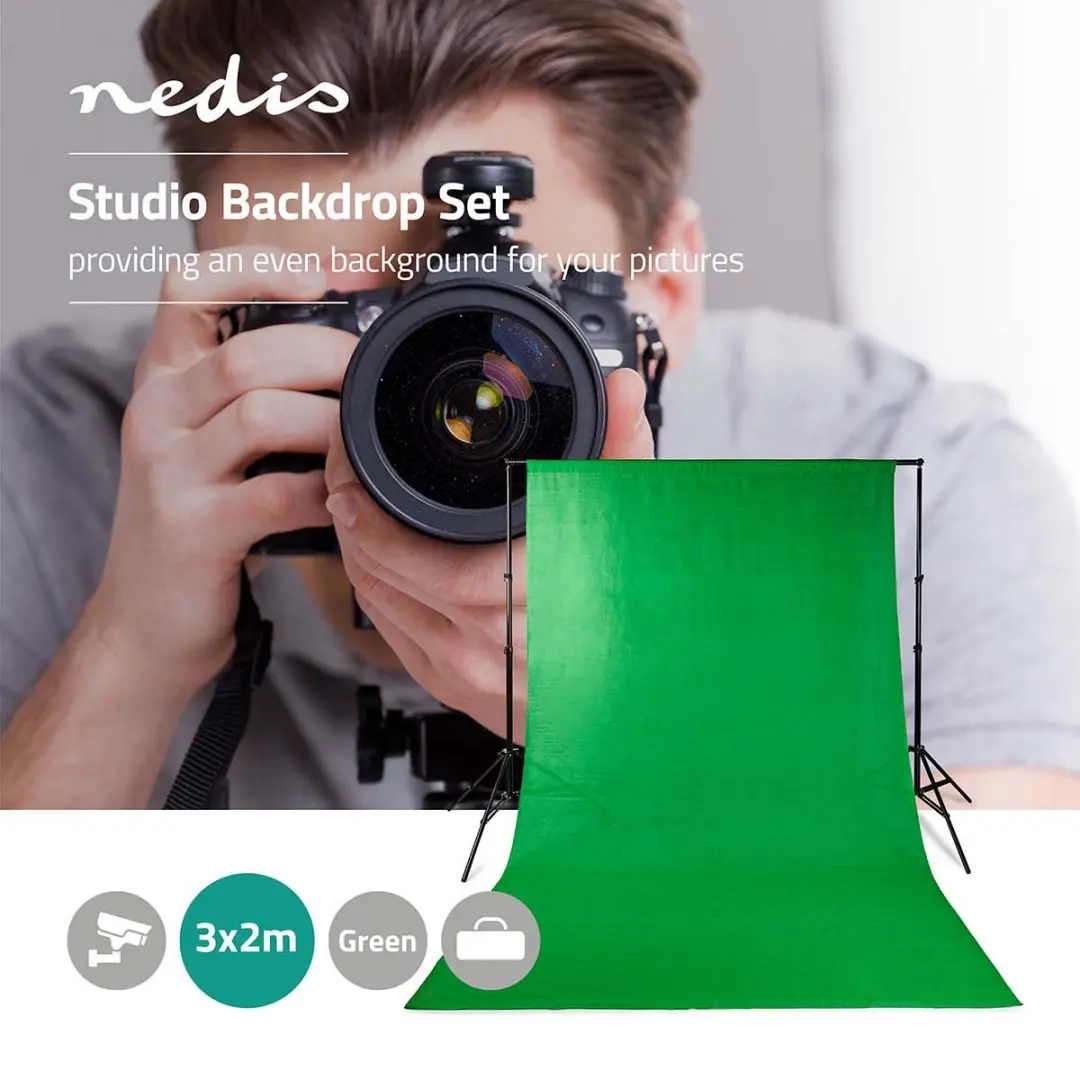 Nedis Green Screen BDKT10GN 190x295cm - inclusief statieven en tas