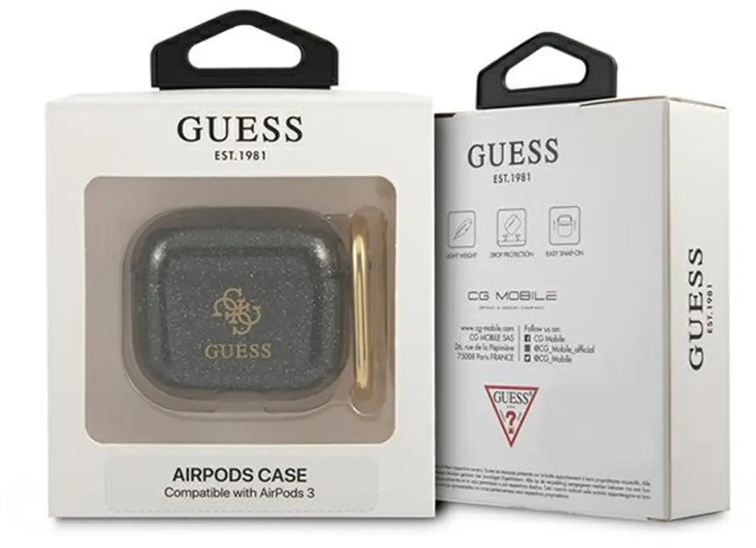 GUESS GUA3UCG4GK AirPods 3 Hoesje - Glitter - Zwart