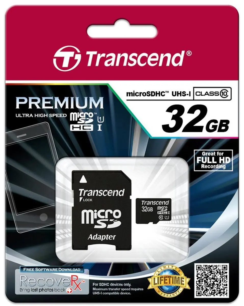 Transcend Premium UHS-I Micro SD 32GB TS32GUSDU1 - met adapter