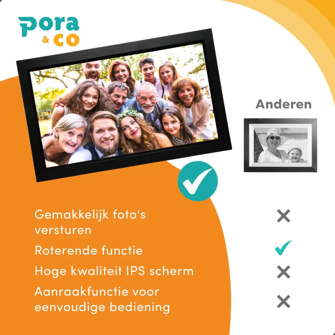 Pora&Co Digitale Fotolijst 15.6 inch - Zwart