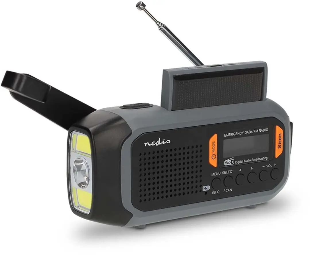 Nedis RDDBCR2600GY Noodradio - DAB+/FM - 8W - Grijs/ Oranje/ Zwart