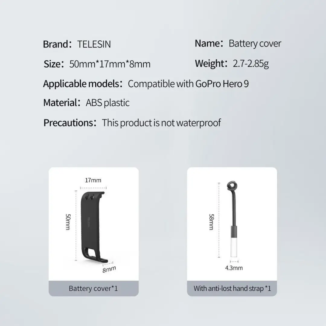 Telesin Side Deksel Verwijderbaar Hand Strap - Zwart - afbeelding 5 van 6
