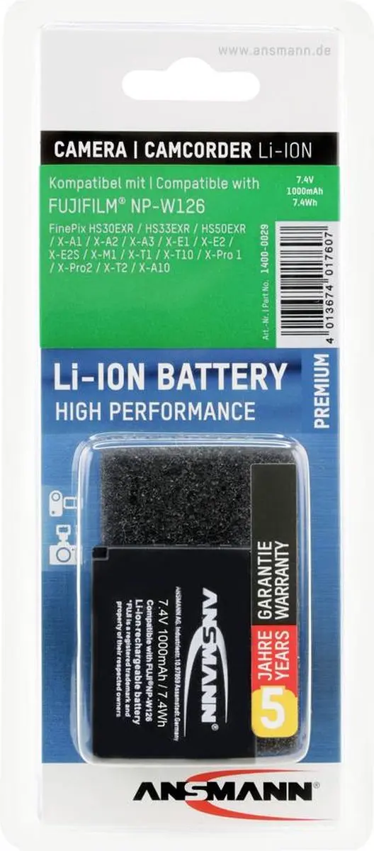 Ansmann A-FUJ NP-W 126 Accu 1020mAh - 7.4V
