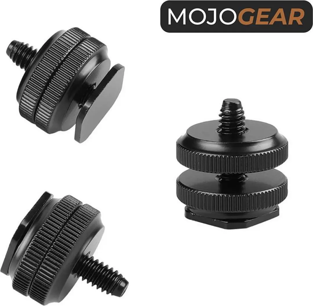 MOJOGEAR MG-P04 Cold Shoe-adapter - 1/4 inch - Metaal - Zwart