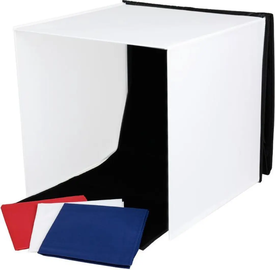 Caruba Portable Fotostudio 40x40x40cm - 2x LED Lampen - 4 Achtergronden