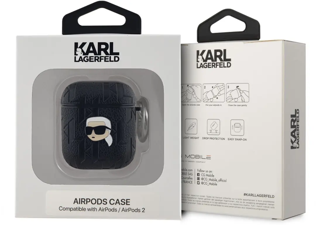 Karl Lagerfeld KLA2PGKIPK Hoesje AirPods 1/2 - Zwart