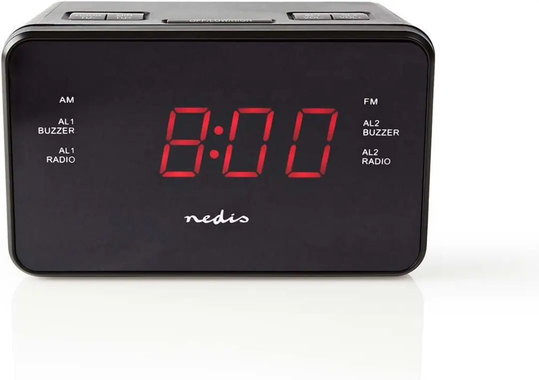 Nedis CLAR002BK Wekkerradio - LED Tijdprojectie - AM/FM - Zwart