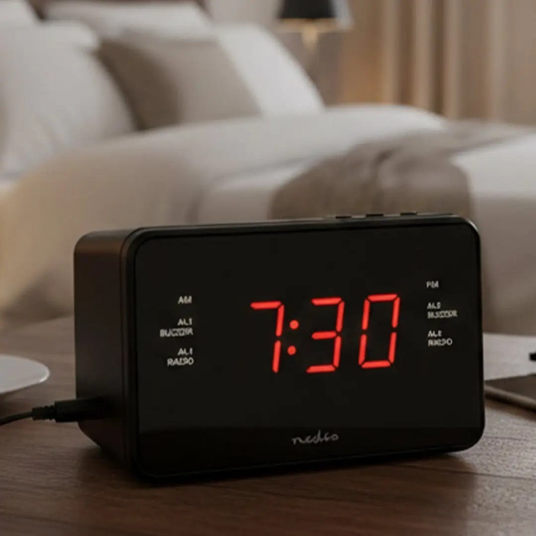 Nedis CLAR002BK Wekkerradio - LED Tijdprojectie - AM/FM - Zwart