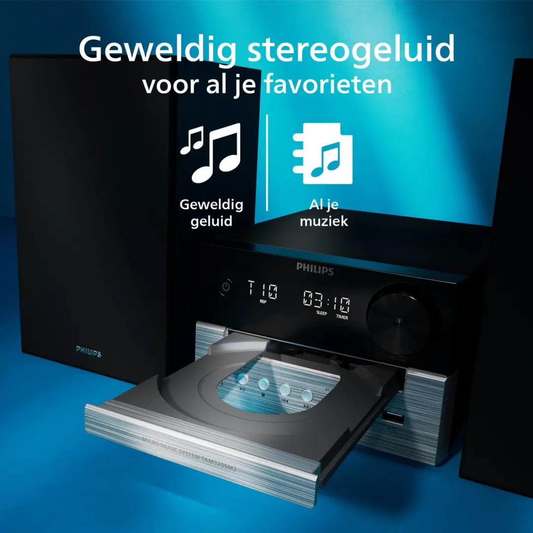 Philips TAM3205M2 Micro Muzieksysteem - 20W - Zwart/Zilver