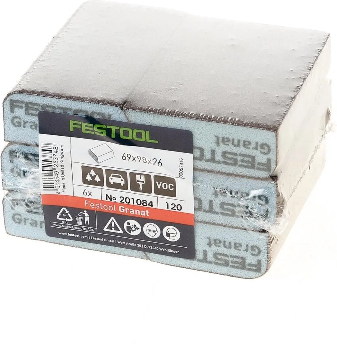 Festool 201084 Handschuurblokje 120 GR/6 - 69x98x26mm - afbeelding 6 van 6