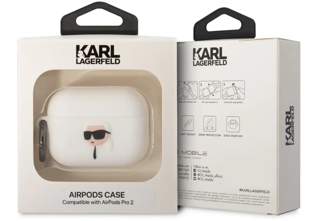 Karl Lagerfeld KLAP2RUNIKH Hoesje AirPods Pro 2 - Wit