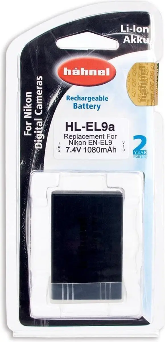 Hähnel HL-EL9a Li-Ion Accu 1080mAh - Nikon EN-EL9