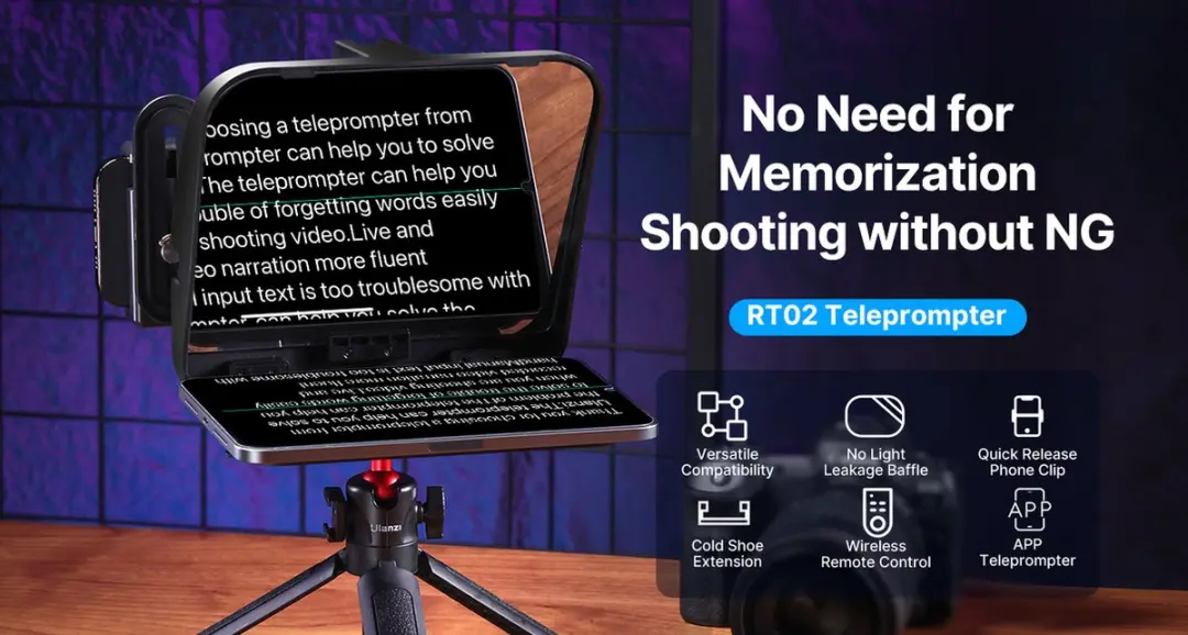 Ulanzi RT02 Autocue Teleprompter - Smartphone - Zwart