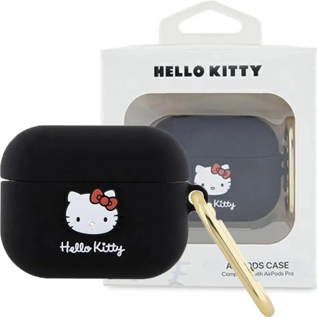 Hello Kitty Siliconen 3D Kitty Hoofdhoes AirPods Pro - Zwart