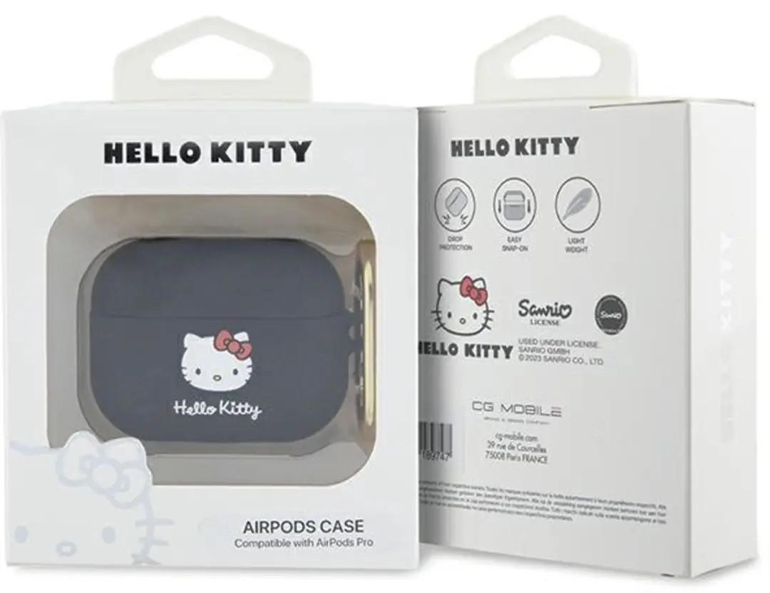 Hello Kitty Siliconen 3D Kitty Hoofdhoes AirPods Pro - Zwart