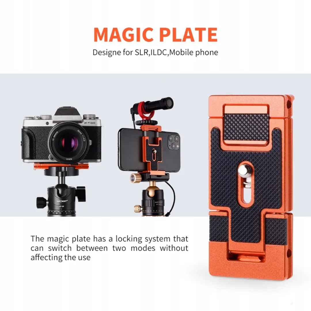K&F Concept Magic Plate KF31.027 Telefoonhouder - Arca Swiss - Oranje