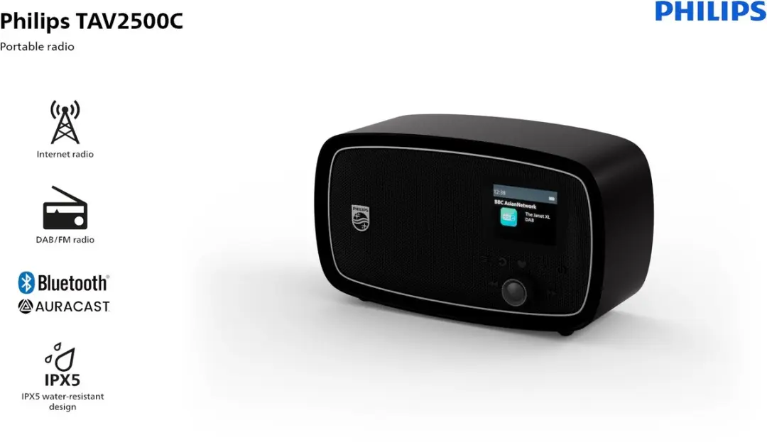 Philips TAV2500C/00 DAB+/FM Radio - 20W - Zwart