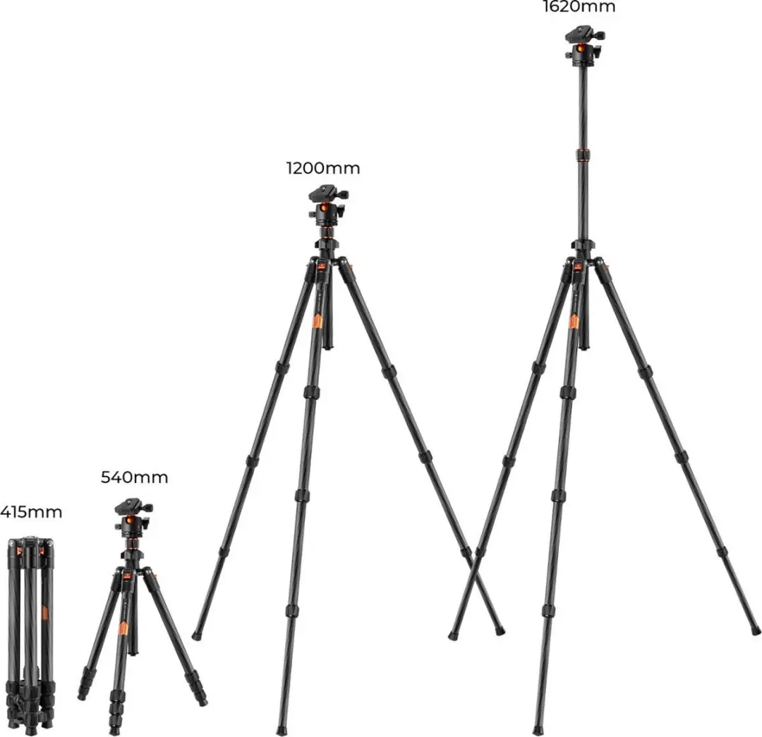 K&F Concept K254C2 BH-36L Statief - 4 Secties - Zwart