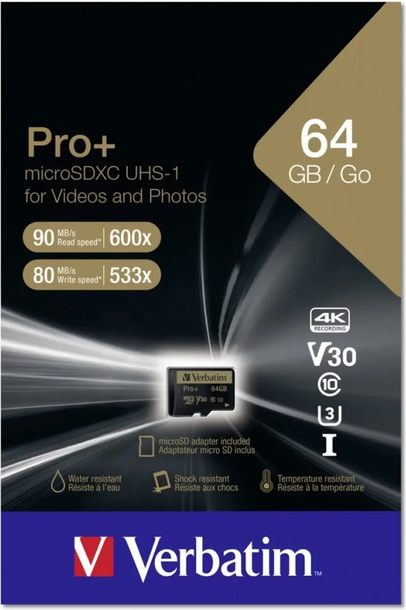 Verbatim Micro SDXC Pro+ 64GB Class 10 UHS-I