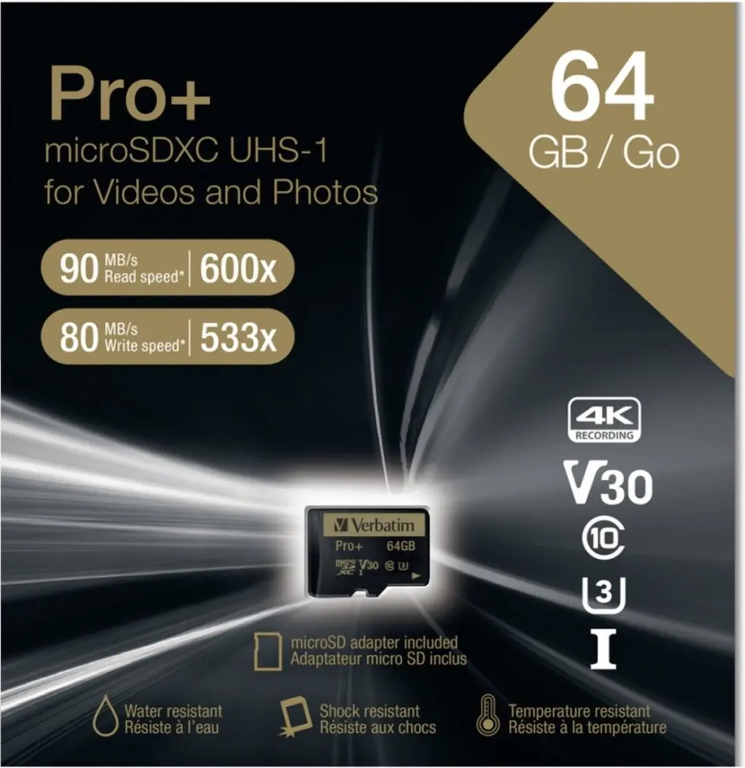 Verbatim Micro SDXC Pro+ 64GB Class 10 UHS-I - met adapter - afbeelding 6 van 6