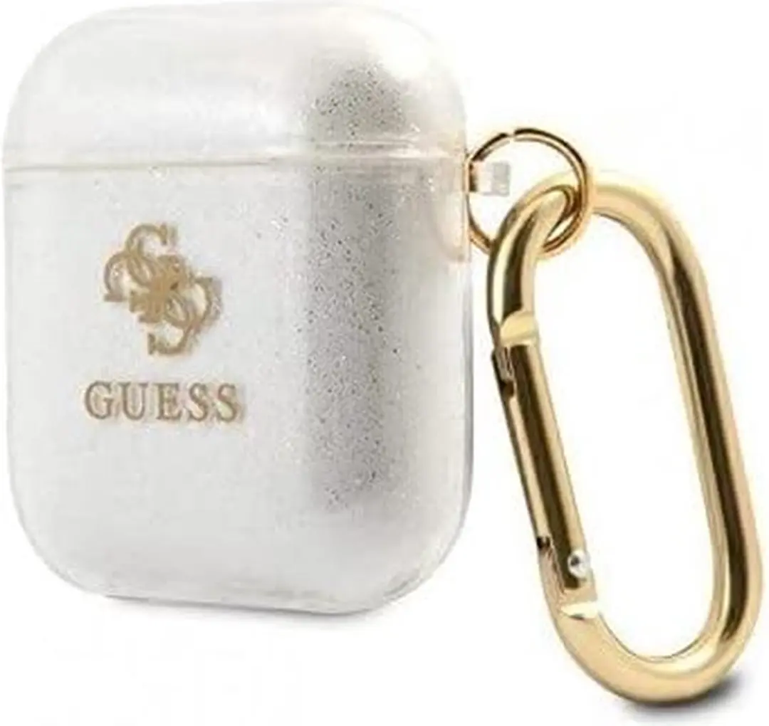 Guess Glitter Case voor Apple AirPods 1 & 2 - Transparant