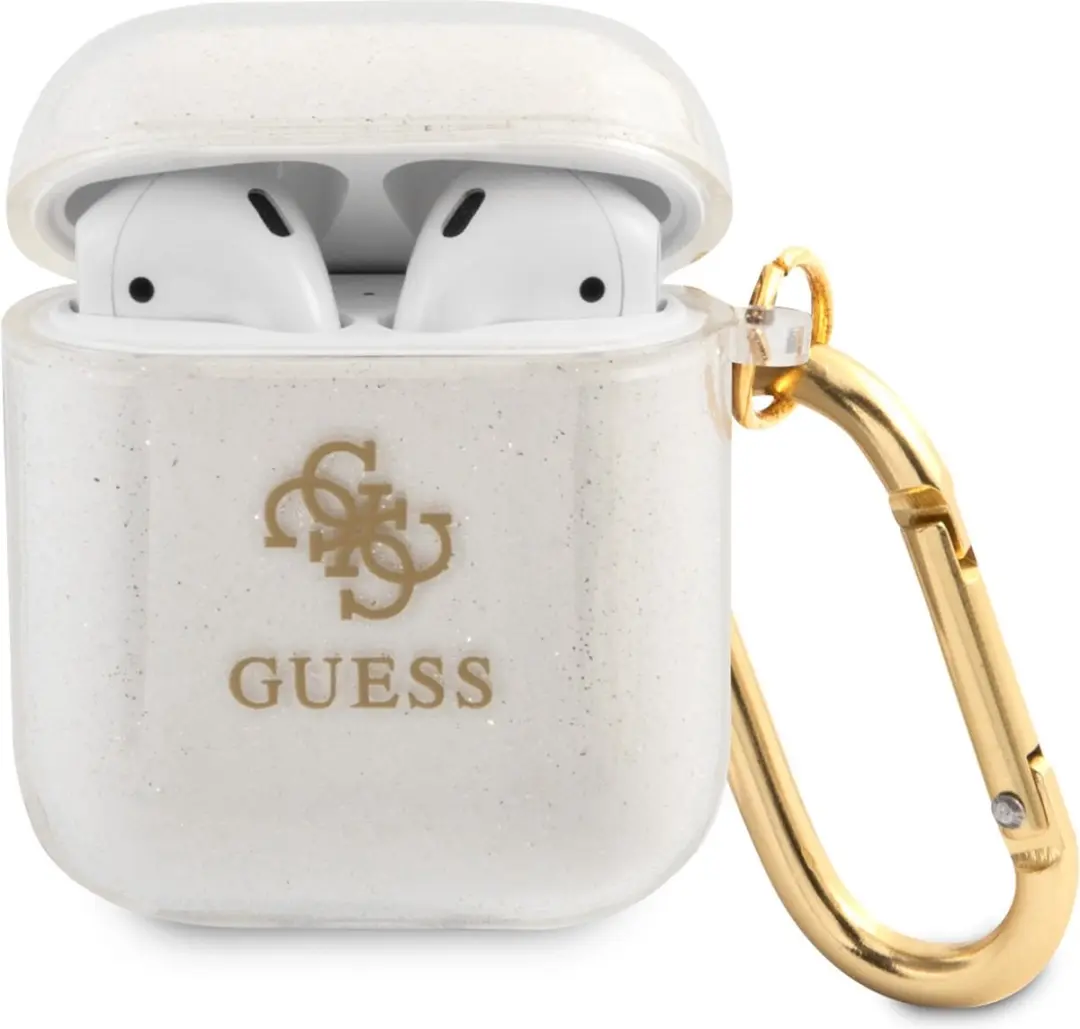 Guess Glitter Case voor Apple AirPods 1 & 2 - Transparant