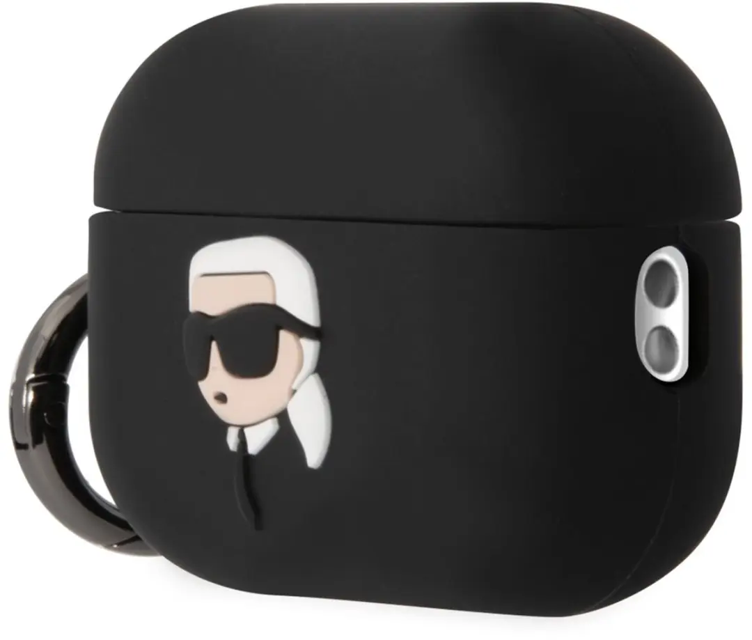 Karl Lagerfeld AirPods Pro 2 3D Hoofd Hoesje - Zwart - 3666339099237