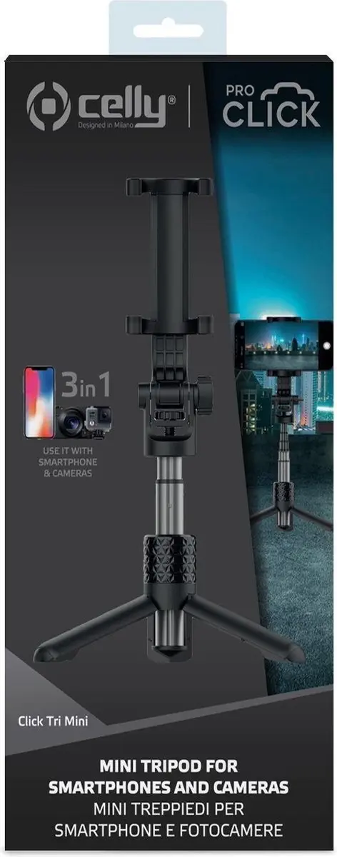 Celly CLICKTRIMINIBK Mini Tripod - 3 Secties - Zwart