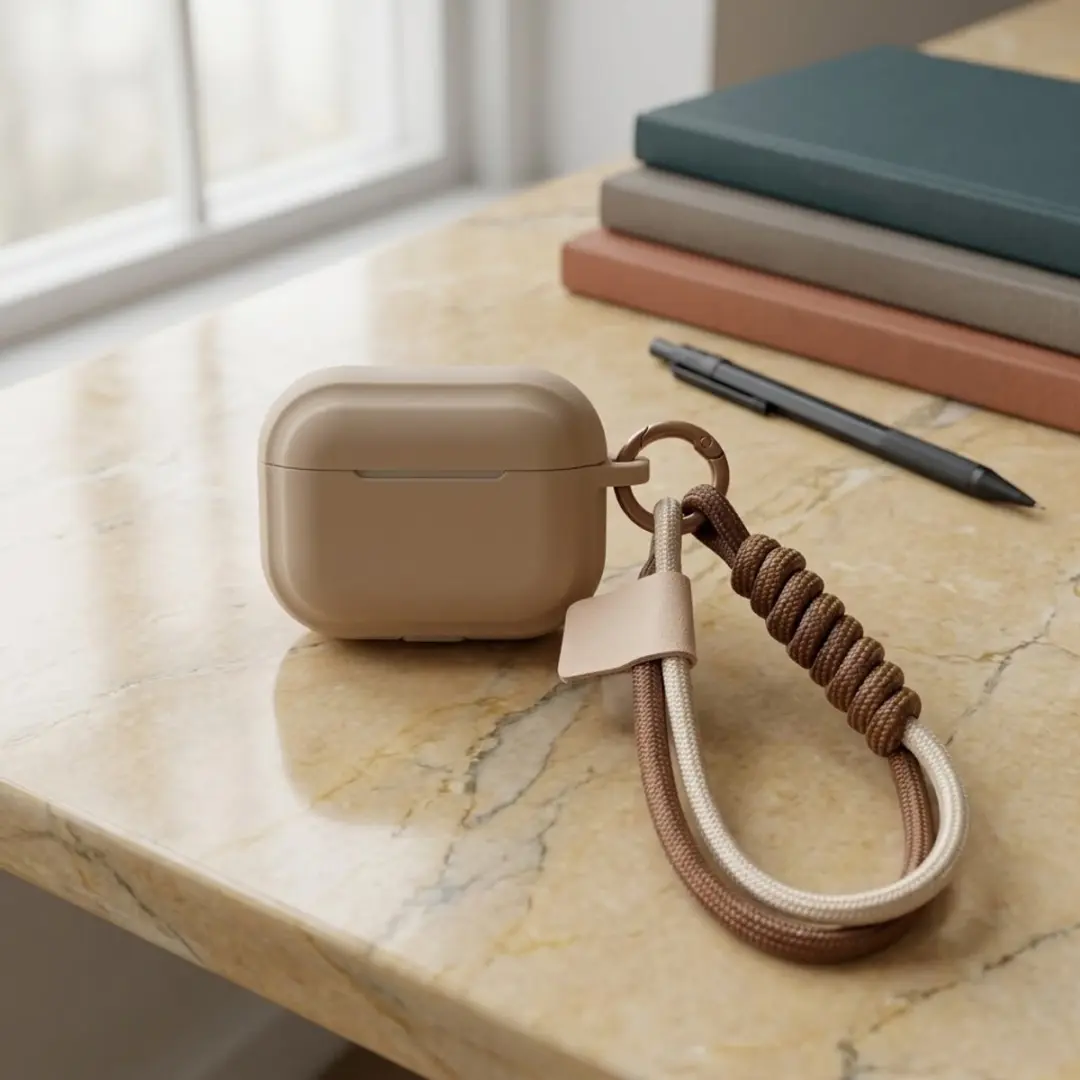 NUVEX Abrikoos Hoesje AirPods Pro 2 - Met Koord & Karabijnhaak