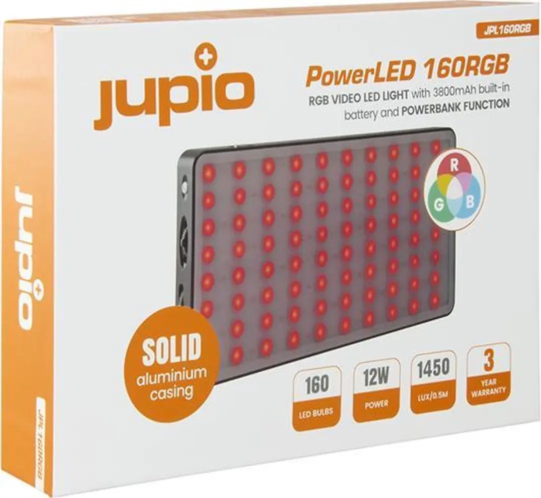 Jupio PowerLED 160 RGB - 5200K - Zwart