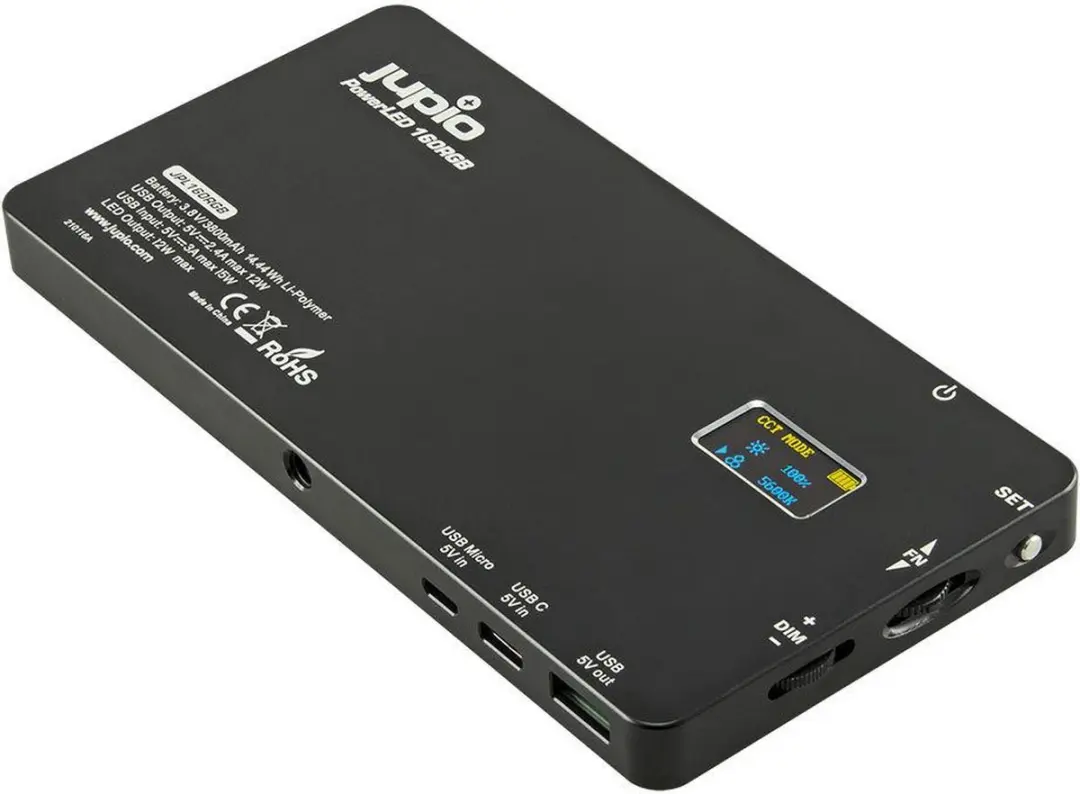 Jupio PowerLED 160 RGB - 5200K - Zwart