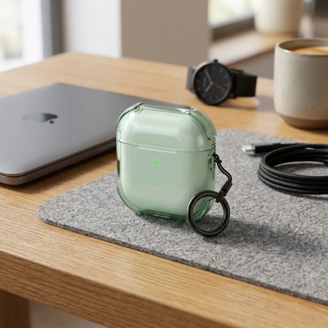 NUVEX Groen Hoesje AirPods 4 met Sleutelring - Schokbestendig