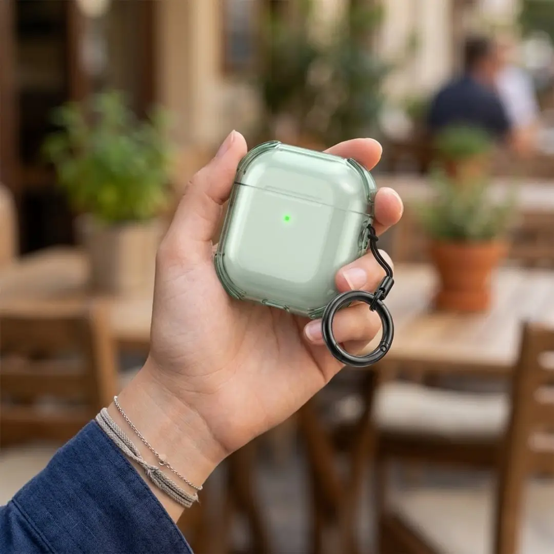 NUVEX Groen Hoesje AirPods 4 met Sleutelring - Schokbestendig