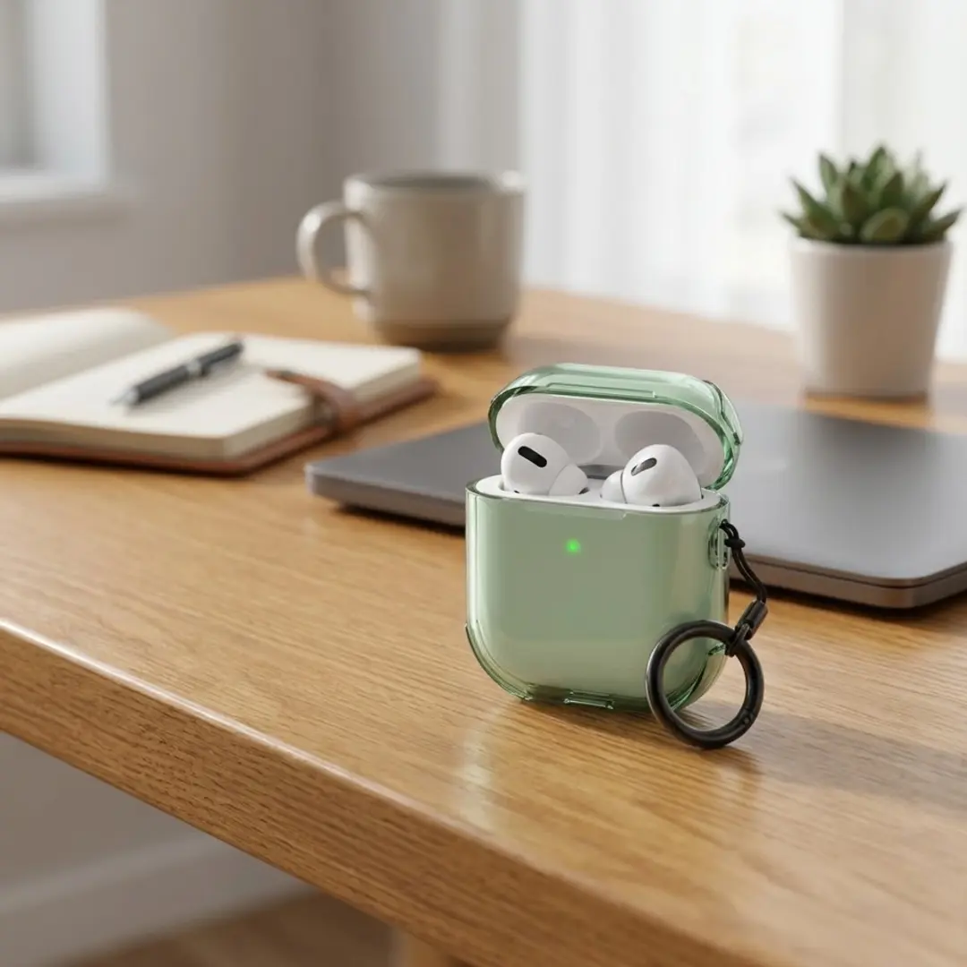 NUVEX Groen Hoesje AirPods 4 met Sleutelring - Schokbestendig