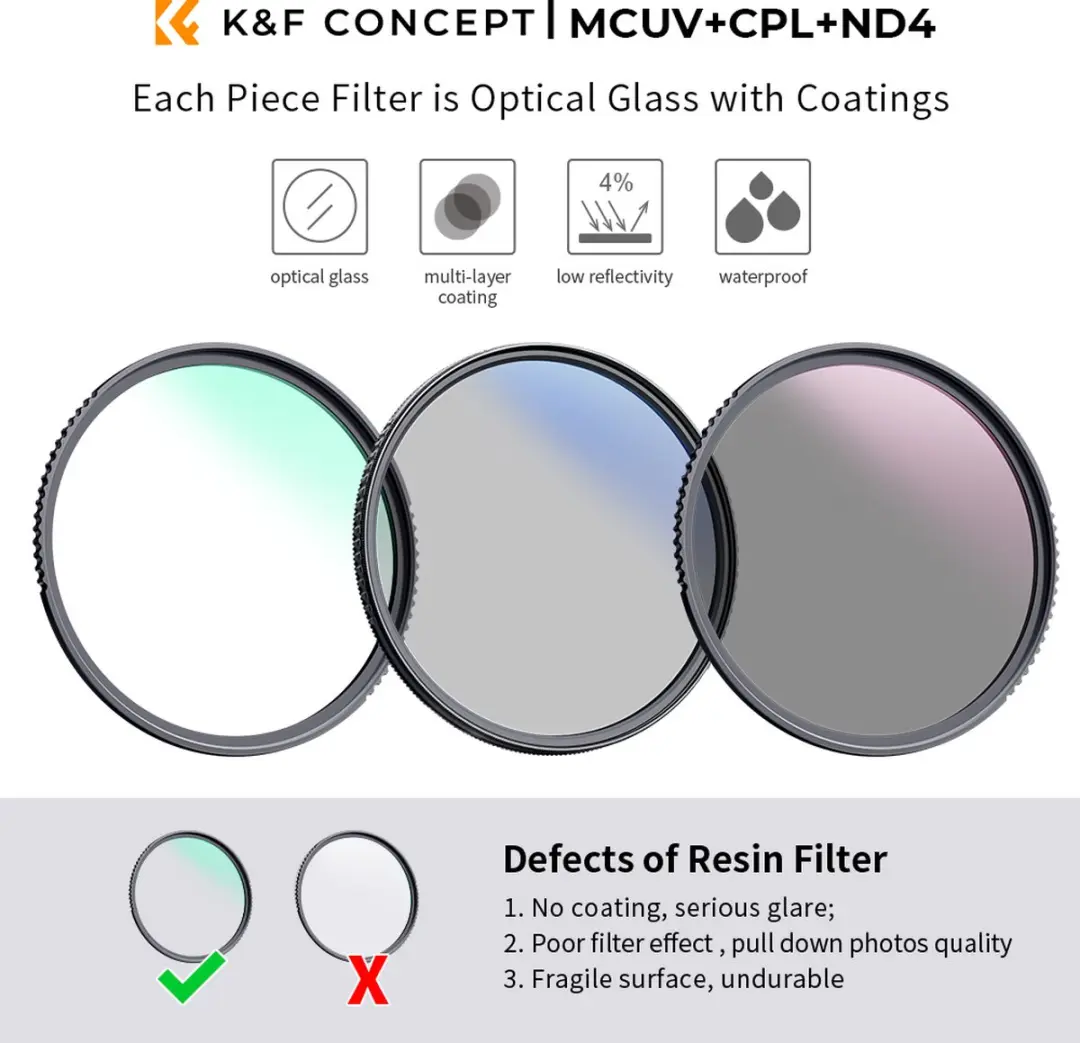 K&F Concept 52mm MCUV CPL ND4 Filterset - SKU.1938V1 - Zwart