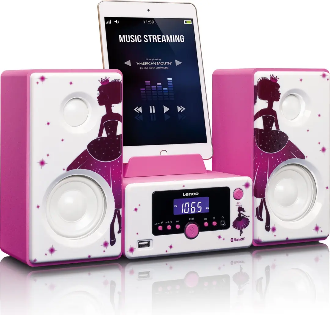 Lenco MC-020 Princess Stereo Set - 7,5W - Wit-Roze