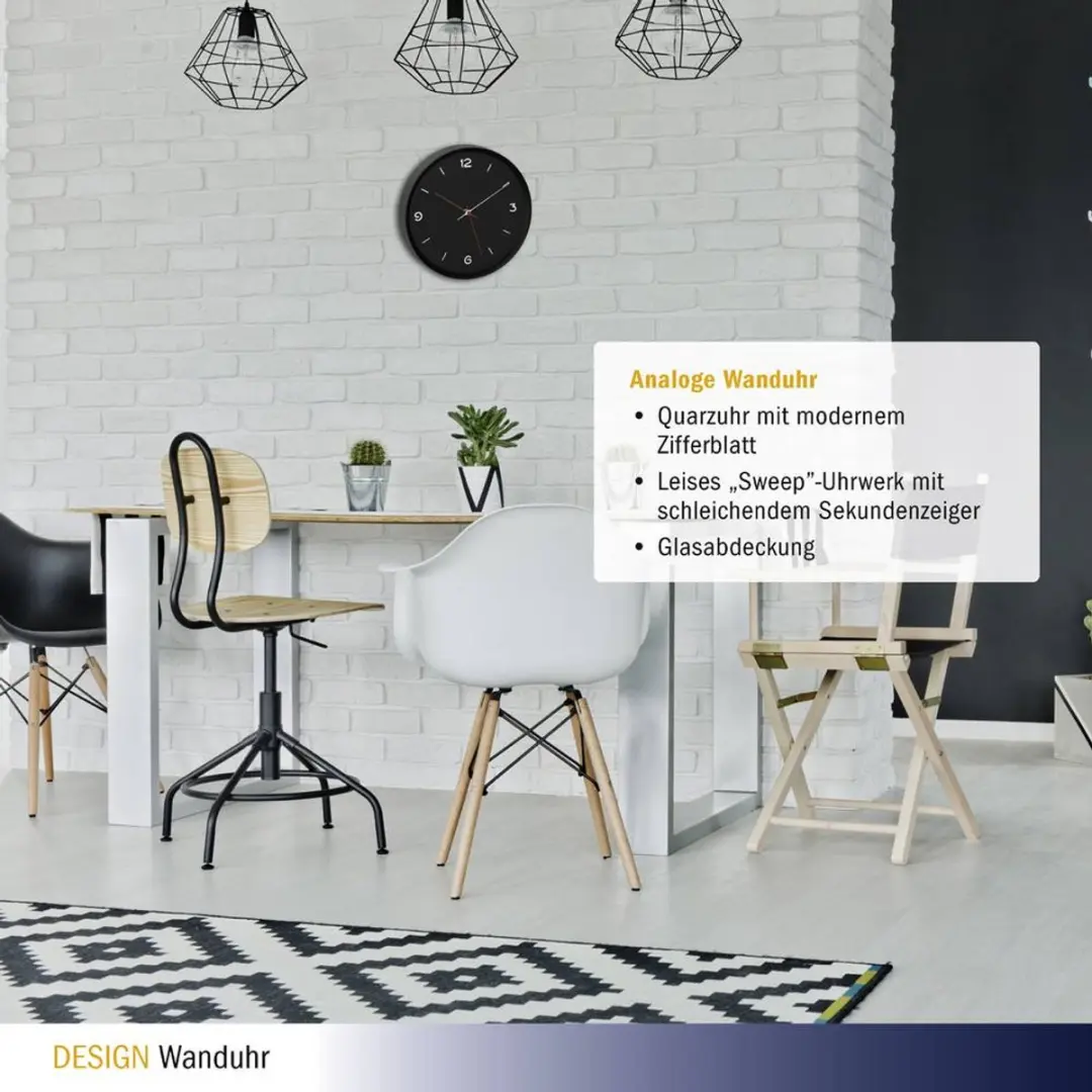 TFA Dostmann Wandklok Ø30cm - Zwart