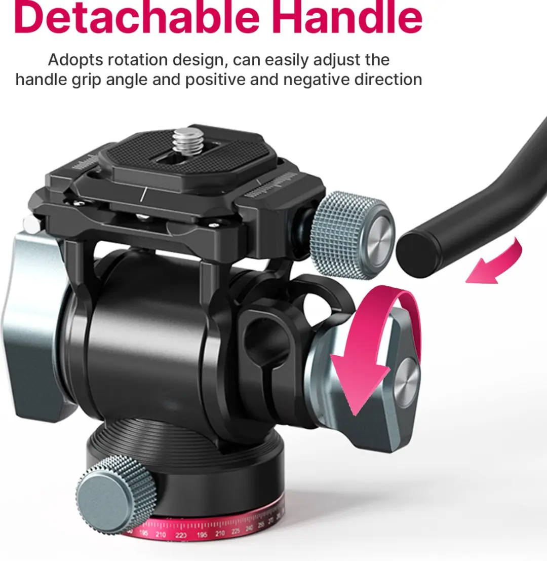 Ulanzi U-190 Hydraulische Statiefkop 10kg - Rood/Zwart