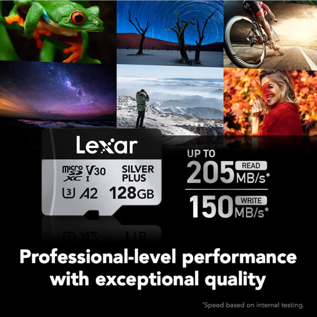 Lexar microSDXC Silver Plus UHS-I 128GB - 205MB/s Lezen