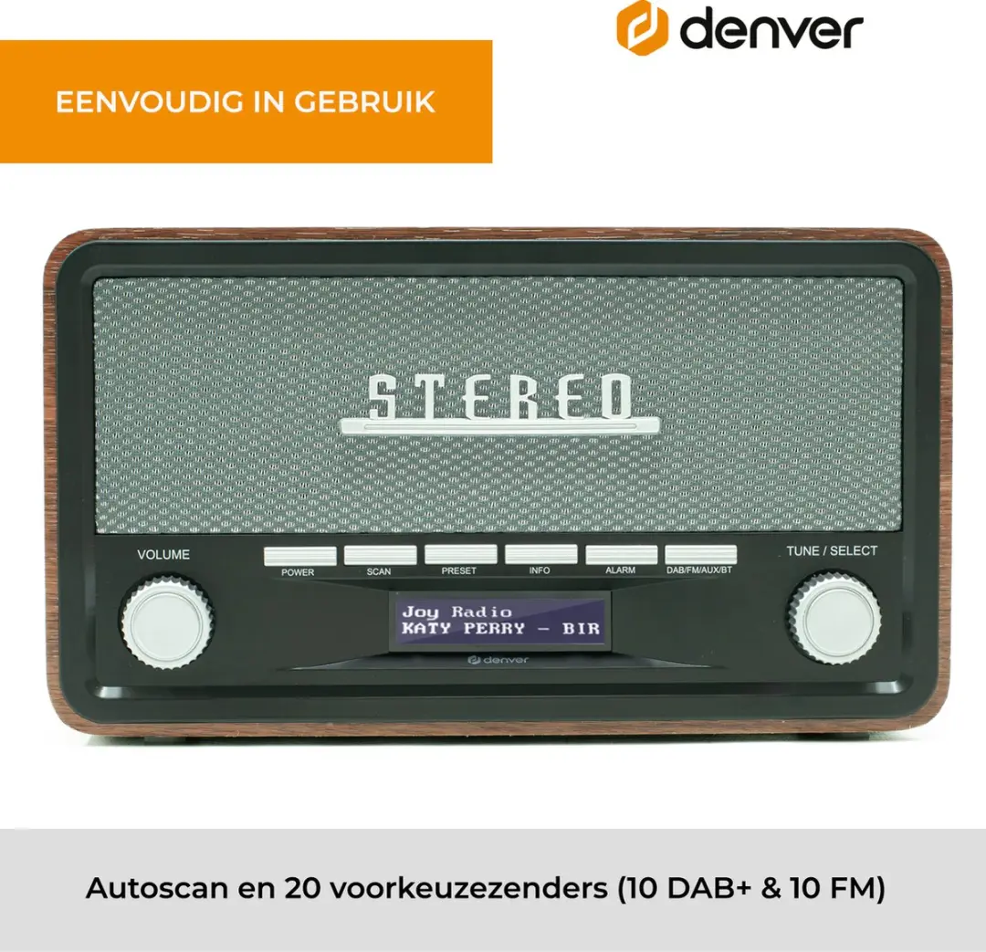 Denver DAB18 Retro Radio - DAB+/FM - Bluetooth - Bruin