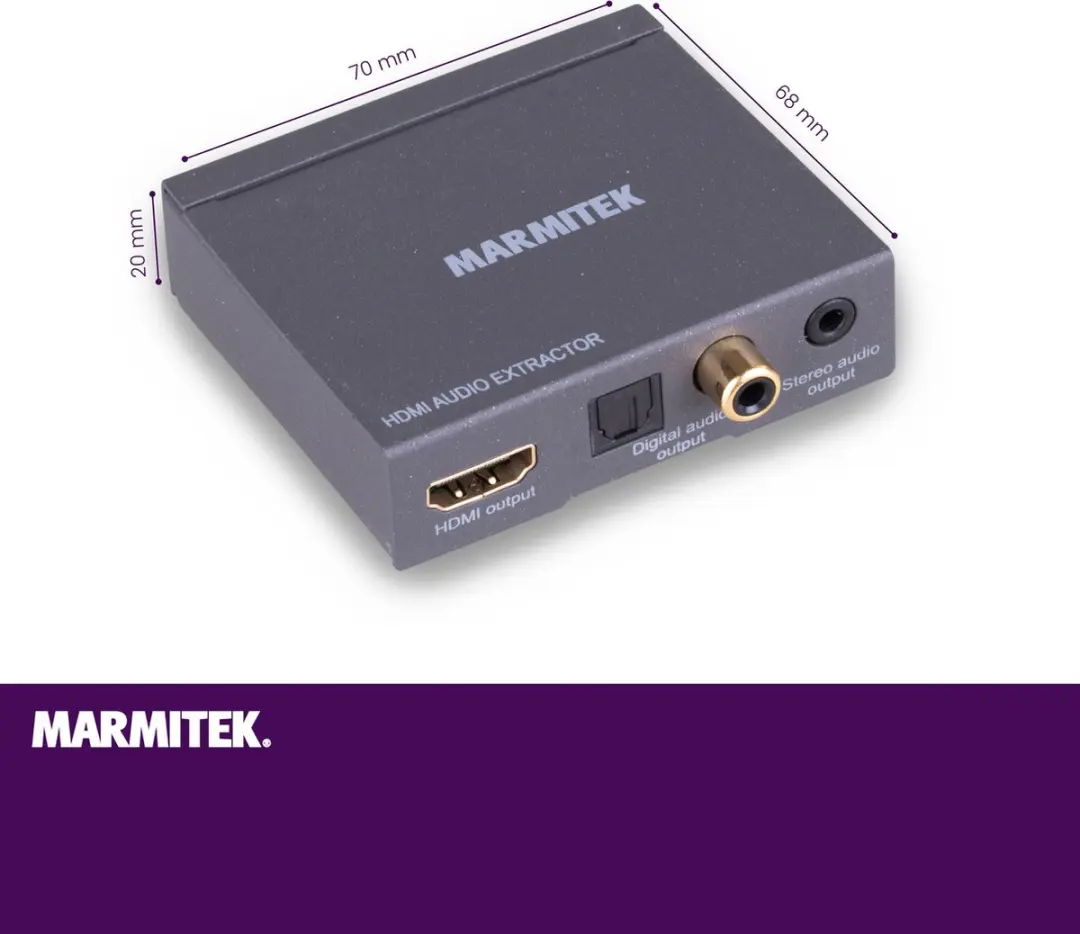 Marmitek Connect AE14 HDMI Audio Extractor - 4K 30Hz - ARC - Optisch/Analog