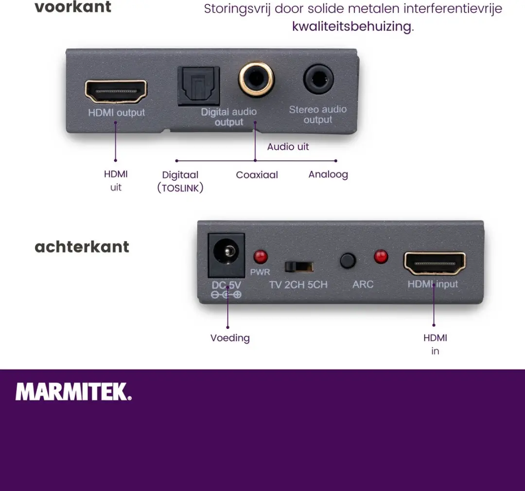Marmitek Connect AE14 HDMI Audio Extractor - 4K 30Hz - ARC - Optisch/Analog - afbeelding 6 van 6