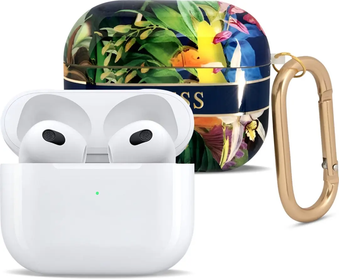 Guess TPU Flower Print Hoesje AirPods 3 - Blauw