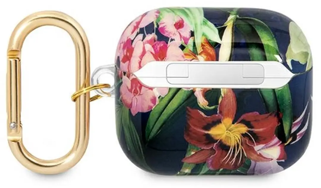 Guess TPU Flower Print Hoesje AirPods 3 - Blauw