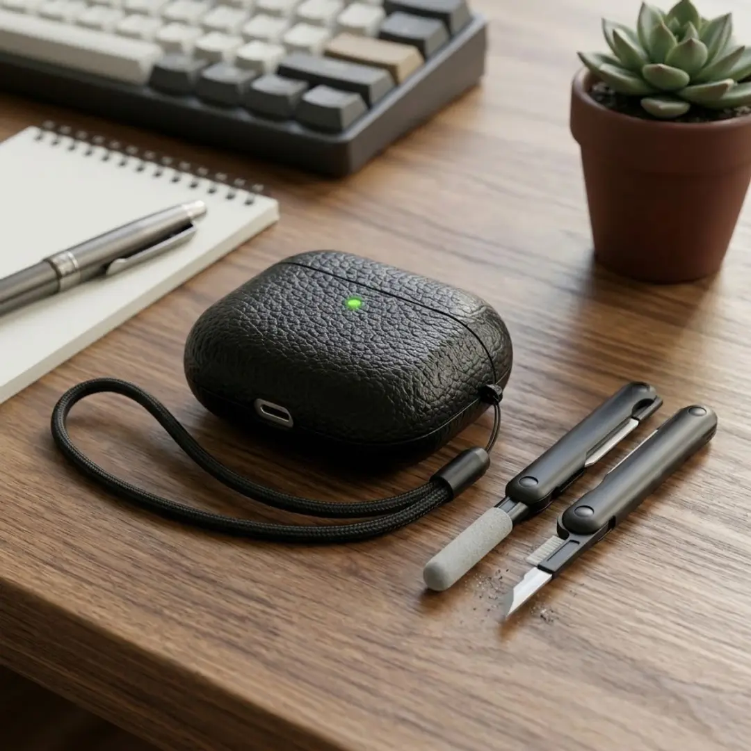 NUVEX Hoesje AirPods Pro 2 - Zwart - met reinigingsset